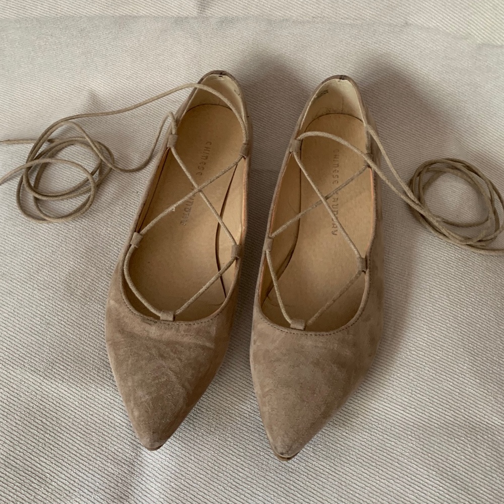 Tan Strappy Ballet Flats